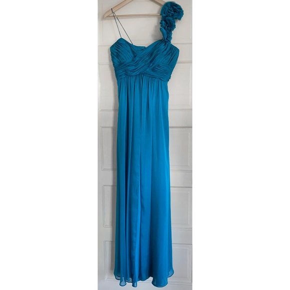 peacock blue prom dress